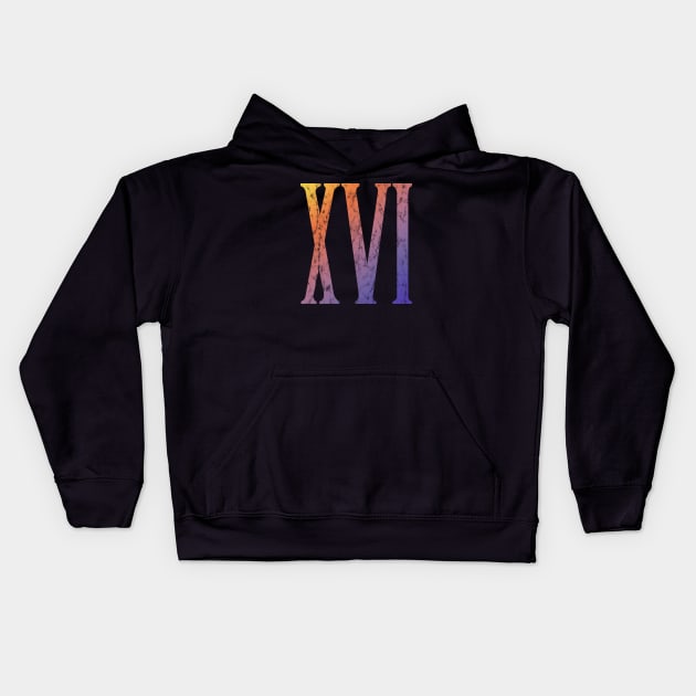 Final Fantasy XVI Roman Numerals Kids Hoodie by StebopDesigns